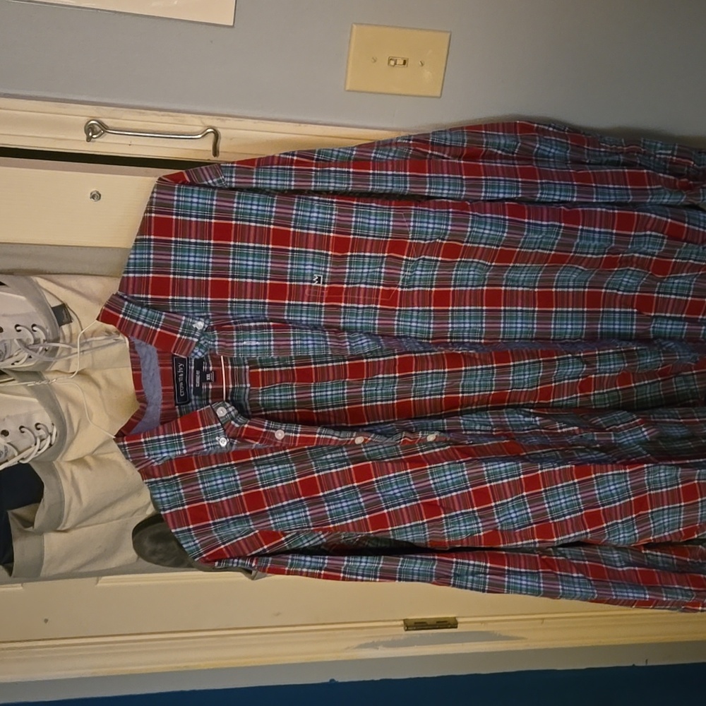 Crown & Ivy Classic Fit Red & Green Button Down XXL - Picture 1 of 3